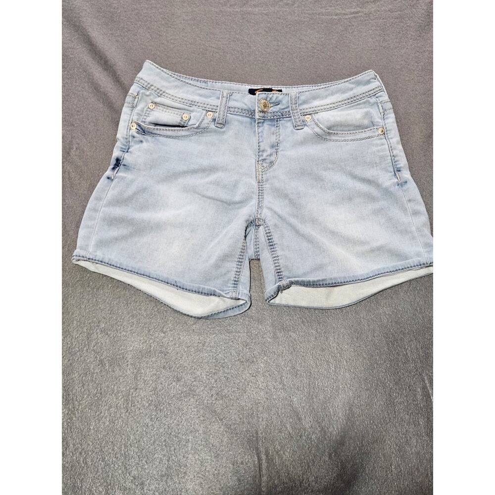 Seven 7 Denim Shorts Women's 4 Light Blue Casual Mid Rise 5 Pocket Stretch